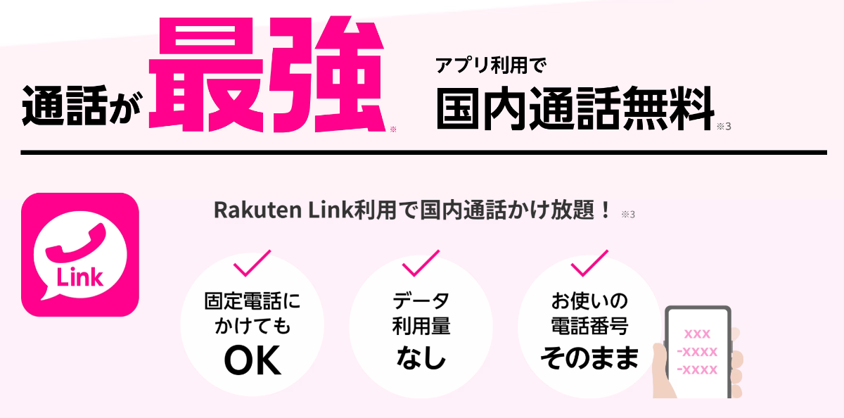 Rakuten Linkを利用すれば国内通話0円！