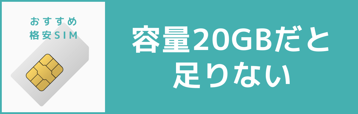 格安SIMおすすめ：容量20GBだと足りない