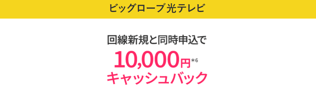 ビッグローブ光の公式キャンペーン「ビッグローブ光テレビ キャッシュバック特典」