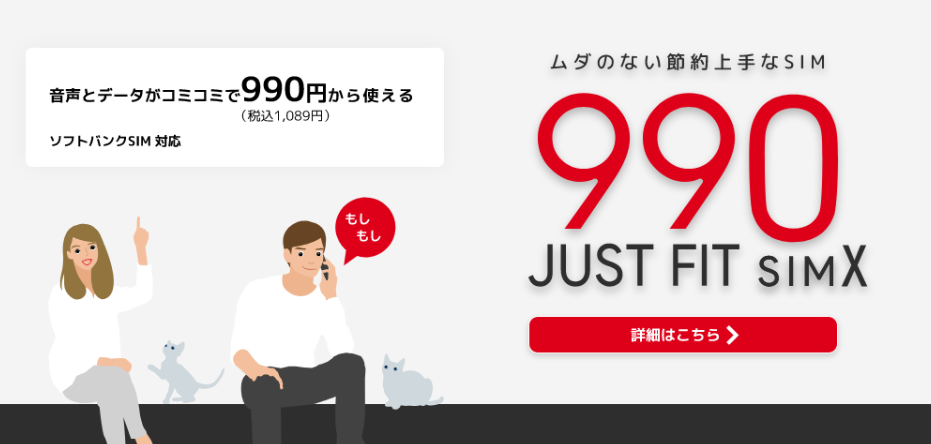 b-mobileの990ジャストフィットSIM X