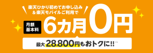 楽天ひかりの「月額基本料6ヶ月0円キャンペーン」