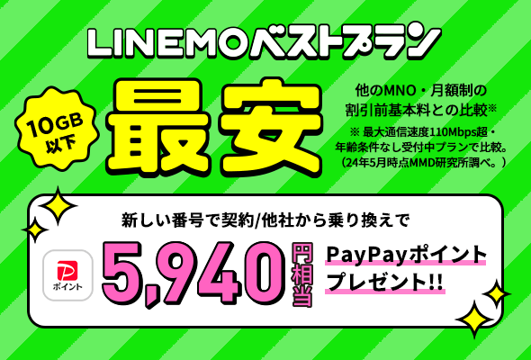 LINEMOベストプラン対象！PayPayポイントプレゼントキャンペーン