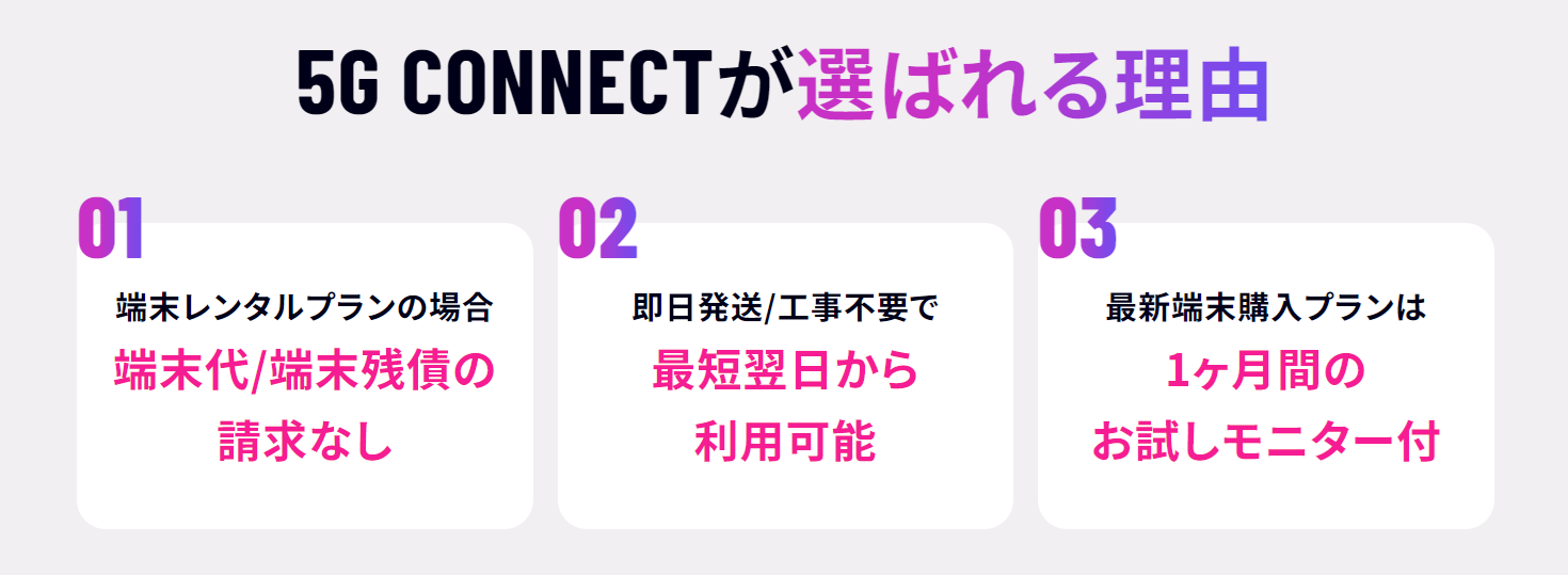 5G CONNECTが選ばれる理由