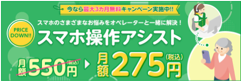 mineoスマホ操作アシストが最大3ヶ月間無料