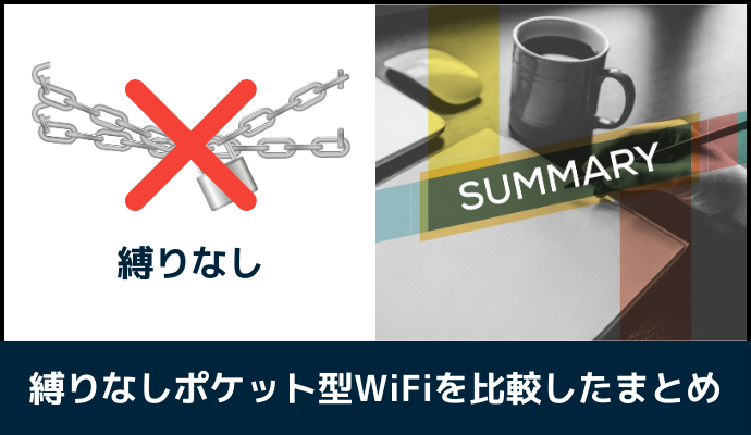 縛りなしポケット型WiFiを比較したまとめ