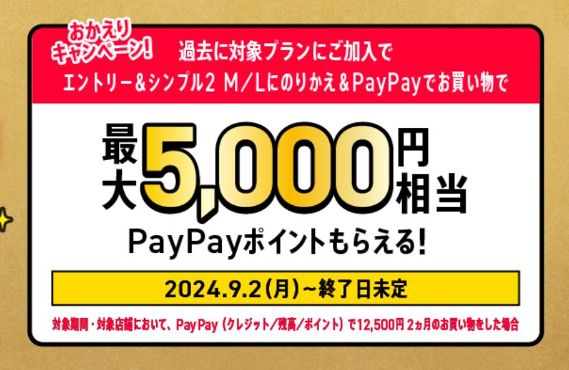 【ワイモバイル10周年大感謝祭】「おかえりキャンペーン」