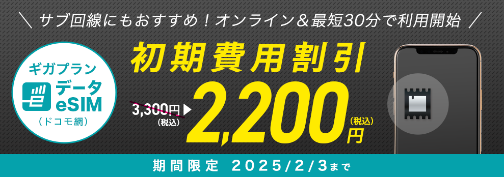 IIJmio「データeSIM初期費用割引」キャンペーン