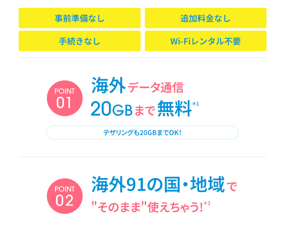 海外旅行にはahamoがおすすめ！海外91の国・地域でデータ通信が利用可能